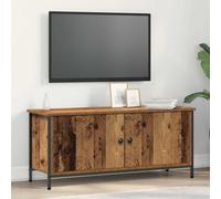 Runheo Meuble TV aspect bois vieilli - 100 x 35 x 45 cm - Console multimédia avec 2 portes, 2 étagères - Pour salon, chambre à coucher, centre de divertissement moderne