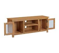 Runheo Meuble TV Bois de chêne Massif 110x35x44 cm, Meuble Console avec Rangement spacieux, Table pour Salon, Chambre, Style Farmhouse Durable