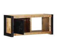 Runheo Meuble TV Bois Massif de manguier Brut 80x30x35 cm avec Porte et Compartiment, Console Salon et Chambre Style Industriel Durable, Espace Rangement Fonctionnel et Robuste pour Centre