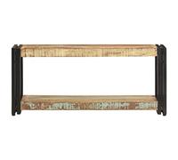 Runheo Meuble TV en Bois de récupération Massif 90x30x40 cm avec étagère Pieds en Fer pour Salon Chambre Centre de Divertissement Style Ferme