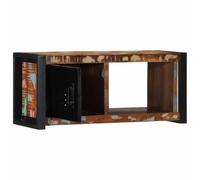 Runheo Meuble TV en Bois Massif de récupération 80x30x35 cm avec Cadre en Fer, Console de Salon et Chambre, Espace Rangement, Style Ferme, Table d’appoint Robuste
