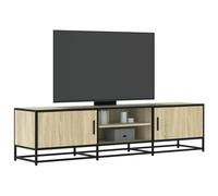 Runheo Meuble TV en chêne Sonoma 110 x 30 x 45 cm, matériau bois et métal, design industriel, grand espace de rangement pour salon, chambre à coucher