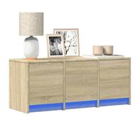 Runheo Meuble TV LED, chêne Sonoma, 97 x 34 x 40 cm, console multimédia en bois avec éclairage RVB, centre de divertissement pour salon, support TV stable pour écrans plats