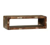 Runheo Meuble TV multicolore en bois massif vieilli 80 x 30 x 25 cm avec espace de rangement, tiroir, étagère et gestion des câbles pour salon, home cinéma, jeux, console et récepteur
