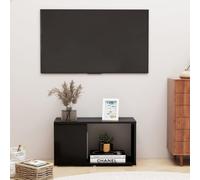 Runheo Meuble TV noir, 60 x 24 x 32 cm, en matériau dérivé du bois, compartiments ouverts, organiseur de rangement cube polyvalent pour salon, chambre à coucher, bureau, bibliothèque et rangement