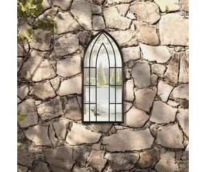Runheo Miroir de jardin noir en fer 70 x 30 cm avec effet rouille, miroir mural pour extérieur, décoratif et robuste, idéal pour jardin, couloir, salon, ne s'allume pas