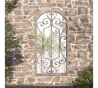 Runheo Miroir de jardin sable 70 x 30 cm en fer avec effet rouille - Miroir mural robuste pour l'extérieur - Miroir décoratif complet pour la direction de la lumière et la décoration de jardin