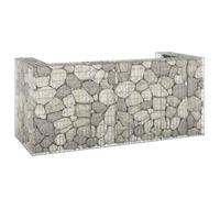 Runheo Mur en Gabion pour poubelles Acier galvanisé 254x100x110 cm Robuste abri extérieur Jardin Rangement avec Grille soudée pour contenir 3 poubelles et Dissimulation Durable