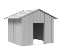 Runheo Niche pour chien en acier galvanisé 131 x 101 x 102 cm avec toit résistant aux intempéries, lieu de retraite isolé pour chiots et chiens, idéal pour le jardin, la terrasse, le balcon et la