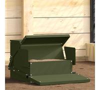 Runheo Nourrisseur à pédale pour Poules Vert Olive 50 x 40 x 29 cm en Acier résistant, système Automatique, Capable de contenir 2 kg de Nourriture, idéal pour l'extérieur et l'intérieur