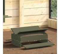 Runheo Nourrisseur à pédale pour Poules Vert Olive en Acier Robuste 75 x 53 x 20,5 cm idéal pour Alimentation intérieure extérieure avec réservoir de 10 kg