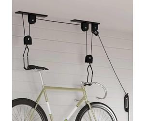 Runheo Palans à vélo avec Support de Plafond 2 pcs 20 kg, Acier, Support vélo électrique, Rangement sécurisé, idéal pour Cave ou Garage, avec Crochets Caoutchouc, Accessoires de Montage Inclus
