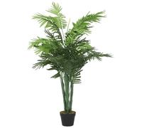 Runheo Palmier artificiel vert de 120 cm avec 28 feuilles en fibre textile et tronc en polyéthylène, pot en plastique, vase de salon, facile d'entretien, pour bureau, balcon, terrasse, rebord de