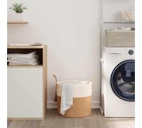 Runheo Panier de Rangement Marron et Blanc Ø40x35 cm Coton tressé décoratif avec poignées Design Pratique pour Chambre Salon ou Salle de Bain