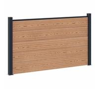Runheo Panneau de clôture WPC et aluminium marron 180 x 105 cm avec 9 planches, 2 poteaux, fixation pour jardin terrasse balcon extérieur, barrière occultante résistante aux intempéries pour