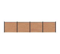 Runheo Panneau de clôture WPC et aluminium marron robuste 684 x 146 cm 4 pcs avec poteaux et fixation pour jardin terrasse balcon extérieur protection intimité