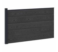 Runheo Panneau de clôture WPC et aluminium noir 175 x 105 cm avec poteau et fixation pour jardin terrasse balcon extérieur séparation intimité brise vue rigide durable