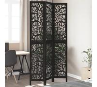 Runheo Paravent 3 pièces noir avec motif en filigrane en bois massif de paulownia - Paravent pliable pour salon, chambre à coucher, bureau - Séparateur autonome