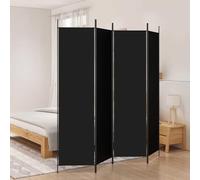Runheo Paravent 4 pièces - Noir - 200 x 200 cm - Tissu pliable - Protection contre les regards indiscrets - Pour chambre à coucher, salon, bureau, intérieur