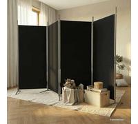 Runheo Paravent 4 pièces - Noir - 346 x 180 cm - Tissu pliable - Protection contre les regards indiscrets - Pour chambre à coucher, salon, bureau, intérieur