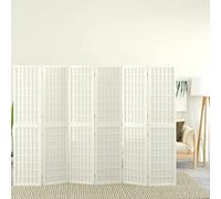 Runheo Paravent de style japonais en bois de sapin massif avec papier de riz translucide - 240 x 170 cm - Blanc - Pliable comme séparateur de pièce - Brise-vue pour salon, bureau, chambre à coucher
