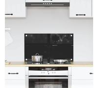 Runheo Paroi arrière de cuisine noire en verre trempé 70 x 40 cm, résistante à la chaleur et durable, nettoyage facile, design moderne pour la cuisine et la maison, idéal pour cuisiner, cuire et rôtir