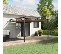 Runheo Pavillon 300 x 300 x 200 cm Taupe en Polyester Résistant avec Auvent Rétractable pour Jardin Terrasse Balcon - Abri Polyvalent pour Protection Solaire et Ombre Durable