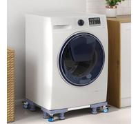 Runheo Pied de machine à laver gris acier inoxydable 66 x 66 x 12 cm extensible avec roulettes, charge jusqu'à 250 kg, support et accessoires pour machine à laver et sèche-linge