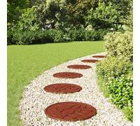Runheo Pierre de Marche 6 pcs Rouge Ø 44 x 2 cm Caoutchouc Résistante aux intempéries pour allée, Jardin, terrasse, Cour, pelouse, aménagement extérieur, Surface antidérapante
