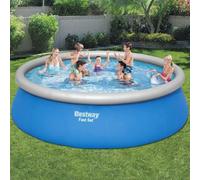 Runheo Piscine Gonflable Ronde Bestway Fast Set 457x122 cm avec Filtration échelle Couverture pour Jardin extérieur Famille Loisir été