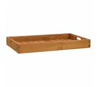 Runheo Plateau de service en teck massif 60 x 35 cm avec bords surélevés et poignées encastrées, planche de service durable pour cuisine, buffet, fête et salle à manger, idéal pour servir des tapas
