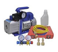 Runheo Pompe d'aspiration à Un étage avec manomètres à 4 Voies pour systèmes de climatisation réfrigération, kit Professionnel avec Mallette, tuyaux, adaptateurs, adapté à Voiture et Maison