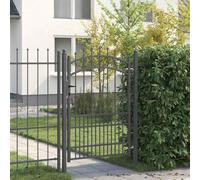 Runheo Portail de clôture avec pointes Emmen 170 x 100 cm acier enduit de poudre, design moderne, sécurisé, idéal pour jardin, terrasse, maison extérieure, avec poteaux, serrure, charnières et clé