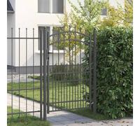 Runheo Portail de clôture avec pointes Emmen 200 x 100 cm acier peint par poudre, design moderne avec sommet arrondi, pour jardin, terrasse et extérieur, sécurité fiable et style élégant