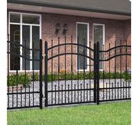Runheo Portail de clôture KAMPEN en acier noir avec pointe, dimensions 103 x 100 cm, robuste, sécurisé, idéal pour jardin terrasse maison passage piéton, système de verrouillage avec clés