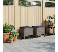 Runheo Pouf de Jardin 2 Pièce Gris et Bleu Marine 38 x 38 x 45 cm siège modulaire extérieur terrasse Balcon Patio avec Coussin Amovible Confortable pour Salon détente