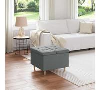 Runheo Pouf de Rangement avec Coussin en Tissu Gris foncé 60 x 60 x 45 cm, Design capitonné, Support Solide, Rangement caché, Usage intérieur, Style scandinave, Moderne, Confortable