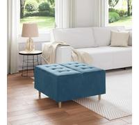 Runheo Pouf de Rangement avec Coussin en Velours Bleu 80x80x45 cm, Ottoman Multifonctionnel, Design capitonné, Support Solide, idéal pour Salon, Chambre ou entrée, Usage intérieur