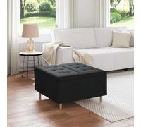 Runheo Pouf de Rangement avec Coussin Noir 80 x 80 x 45 cm Tissu Robuste, Design capitonné Confortable, Meuble Multifonctionnel pour Salon, Chambre ou entrée, Soutien Solide et Stockage caché