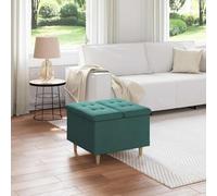 Runheo Pouf de Rangement avec Coussin Vert foncé 60x60x45 cm Tissu Robuste et capitonné pour Salon, Chambre ou entrée, Meuble Multifonctionnel Design Moderne et Pratique