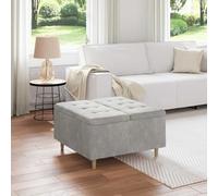 Runheo Pouf de Rangement Gris Clair en Velours 80 x 80 x 45 cm avec Coffre Cache pour Salon, Chambre ou entrée, Design capitonné, Soutien Solide, Utilisation Polyvalente et Entretien Facile