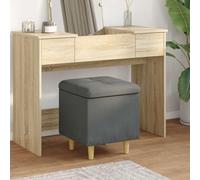 Runheo Pouf de Rangement Gris foncé 40x40x45 cm Tissu avec Coussin capitonné Design intérieur Polyvalent pour Salon Chambre ou entrée