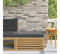 Runheo Pouf d'Extérieur en Bois d'Acacia Massif Blanc avec Coussin Anthracite, Design à Lattes Durable et Résistant aux Intempéries pour Terrasse Jardin Patio Salon
