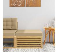 Runheo Pouf d'Extérieur en Bois d'Acacia Massif Blanc avec Coussin Beige, Dimension 79x79x37 cm, Siège Résistant aux Intempéries pour Jardin Terrasse Patio, Design à Lattes Modulable et Confortable