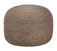 Runheo Pouf fabriqué à la main, gris clair, 45 x 30 cm, en jute avec rembourrage en perles EPS, rembourré, polyvalent comme repose-pieds, ottoman, table d'appoint ou coffre de rangement
