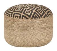 Runheo Pouf fait à la main noir en jute tressée 45 x 30 cm avec rembourrage EPS rembourré comme tabouret d'appoint pour salon, chambre à coucher, chambre d'enfant, couloir et canapé