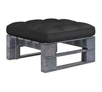 Runheo Pouf Palette de Jardin en Bois de pin imprégné Gris avec Coussin Noir modulable pour terrasse extérieur Salon Balcon Patio, siège Confortable, élément composable canapé Fauteuil méridienne