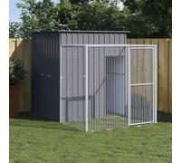 Runheo Poulailler avec Cour Anthracite 165x251x181 cm en Acier galvanisé pour volière, Habitat extérieur ou intérieur, Refuge sécurisé pour Poules, Lapins, rongeurs, Animaux de Ferme