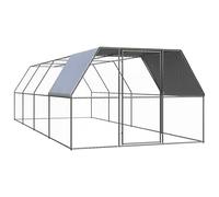 Runheo Poulailler d'extérieur 3x8x2 m en Acier galvanisé avec Toit en polyéthylène résistant à l'eau et UV pour enclos, volière ou Habitat de Petits Animaux sécurisés