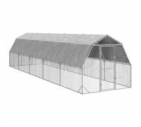 Runheo Poulailler en Acier galvanisé 2,5x10x2,25 m avec Toit en PE Résistant à l'eau pour Poules, Oiseaux, Lapins, Canards, oies, Grand Espace sécurisé en intérieur ou extérieur